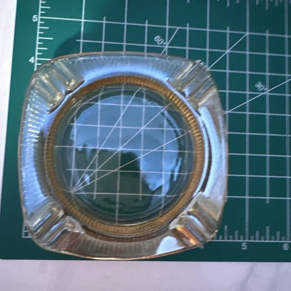 Vintage Carnival Peach Glass Ashtray Retro‎ Home Decor Square Cigarette Holder